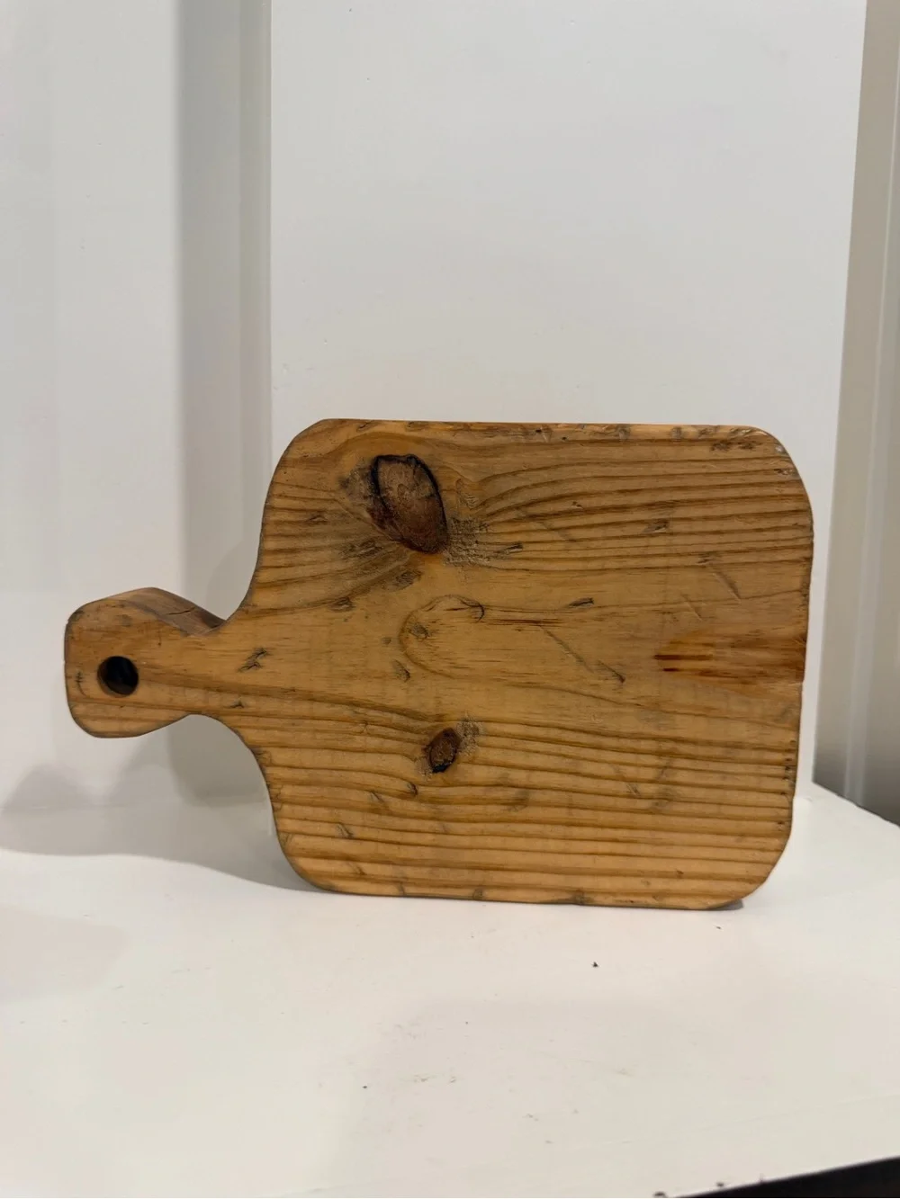 Primitive c. 1940s Solid Wood Cutting Board East Texas Farmhouse Bread Board